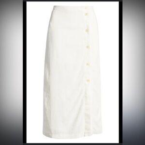 TREASURE & BOND Linen Blend Midi Skirt In Ivory